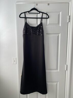 Black Sequin Slip Dress - Elegant Evening Dress